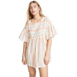 Free People Summer Nights Mini Dress Oversized Tunic Top Size S Gauzey Babydoll